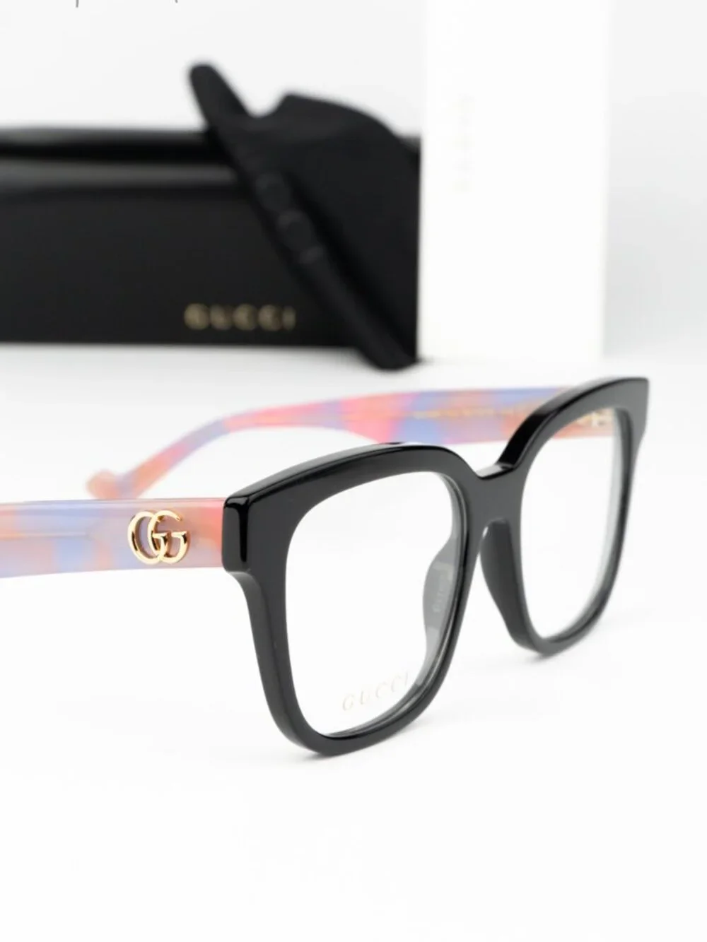 Gucci Women Eyeglasses Black Pink Havana Demo Square GG0958O 011 NEW AUTHENTIC